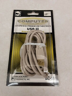 #ad Black Point Product BC 66 Vintage Computer Cable 6#x27; A to B V2.0 Premium USB Gold $19.80