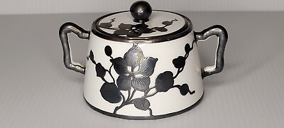 VTG Antique Sugar Bowl. Limoges Art Nouveau Silver Overlay. $34.00