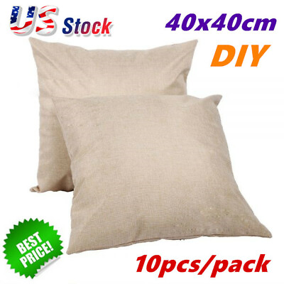 #ad 10 pack DIY Linen Heat Sublimation Blank Throw Pillow Case Cushion Cover $31.50