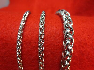 #ad 3 4 7 MM Mens 7 40quot; STAINLESS STEEL SILVER BRAIDED WHEAT ROPE CHAIN NECKLACE $7.02