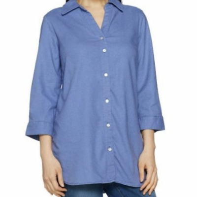 #ad Belle by Kim Gravel Shirt Womens XS Stretchabelle 3 4 Sleeve Linen Shirt QVC $7.55