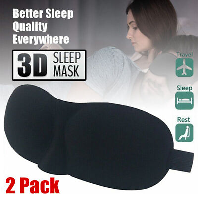 #ad 2pcs 3D Eye Mask Sleeping Soft Padded Shade Cover Rest Relax Blindfold Blackout $6.99