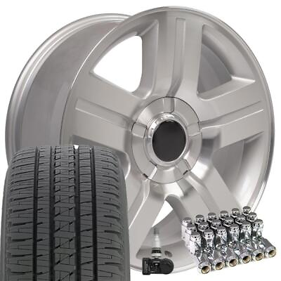 5291 Machined Silver 20quot; Wheels Bridgestone Tires TPMS SET Fit Silverado Sierra $2137.00
