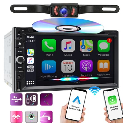 #ad 7#x27;#x27; Car Audio Stereo In Dash Radio CD DVD Player CarPlay Auto GPS Navigation cam $109.99