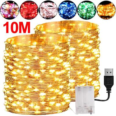 Fairy lights string battery powered usb waterproof firefly led holiday stripe $9.27