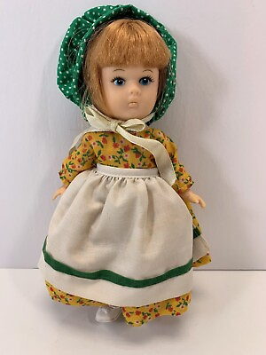#ad Vintage 1977 Vogue GINNY Doll Vinyl Yellow Dress White Apron Green Bonnet 8quot; $12.50