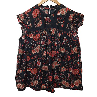 #ad Lane Bryant blouse womens plus size 22 floral cap sleeve cottage pullover $9.74