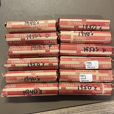 #ad Lot of 12 rolls of Lincoln Wheat Cents Group 2 $42.99
