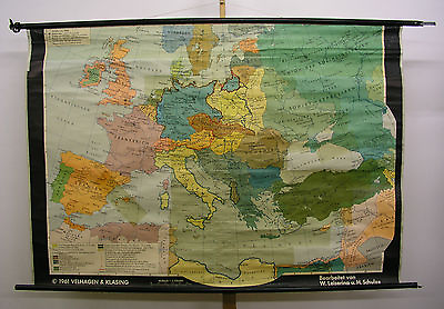 #ad School Wall Map Beautiful Old Europakarte Europe 1919 1939 To WWI 74 13 16x52in $195.53