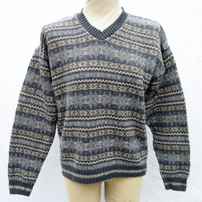Northeast Outfitters Pullover Heavy Sweater MEDIUM Mens Gray Stripes amp; Zig Zags $15.00
