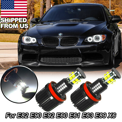 2Pcs H8 Error Free LED 80W White Angel Eyes Halo Ring Bulbs For BMW E90 E92 E60 #ad $51.99