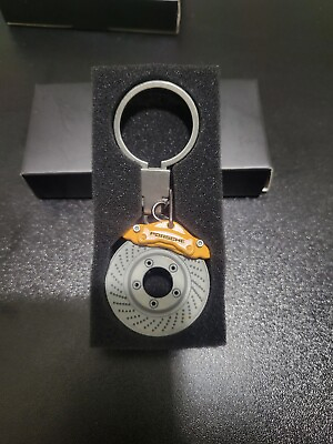 #ad PORSCHE Keychain COMBO Yellow Brake Caliper Ring Fob Free Sheild Keychain $34.99