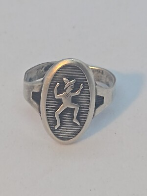 #ad Vntg Girl Scout Brownies 925 Sterling Adjustable Girls Ring Dancing Pixie EUC $15.00