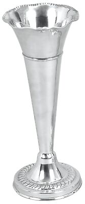#ad The 15quot; Flute Shaped Silver Aluminum Vase Metal Trumpet VaseTraditional Style $18.00