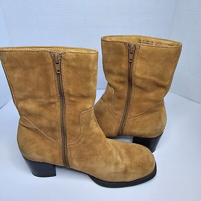 #ad Hush Puppies 3quot; Women Suede Boots US Size 7.5 Caramel Brown $23.99