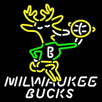 #ad Milwaukee Bucks Sports Team 24quot;x20quot; Neon Light Sign Lamp Bar Open Wall Decor Pub $219.79