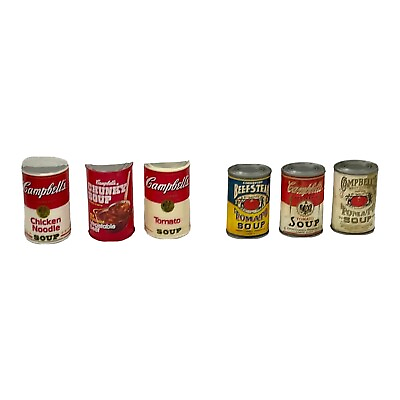 #ad Vintage CAMPBELLS SOUP Refrigerator Magnets 2 Sets 6 Soup Cans 1995 $14.36