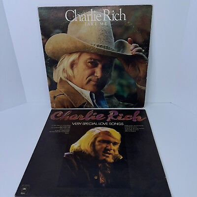 #ad Charlie Rich Vinyl Record Take Me amp; Very Special Love Songs Lot of 2 LP’s VG $6.34