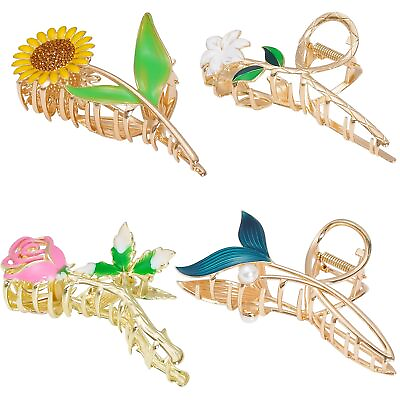 #ad 4pcs Flower Metal Barrettes Hair Claw Clips，Nonslip Hair Accessories for women $12.99