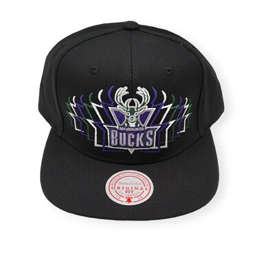 #ad Mitchell amp; Ness Milwaukee Bucks Team Vibes Black Adjustable Snapback Hat Cap $36.99