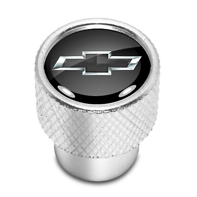 #ad Chevrolet Black Logo in Black on Shining Silver Aluminum Tire Valve Stem Caps $20.99