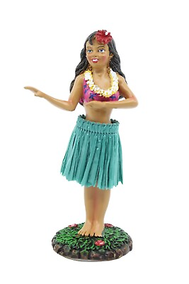 #ad #ad Hawaiian Hula Lady Dancing Mini Dashboard Doll Natural Skirt 4quot; Doll Aloha $11.06