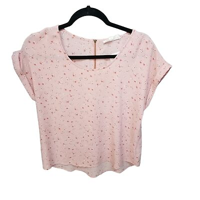 #ad Hippie Rose Womens Sz M Pink Floral Cap Sleeve Blouse $8.00