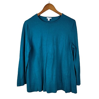 #ad J. Jill Pullover Sweater Size Large Petite Teal Blue Pullover Sweatshirt Top $27.99