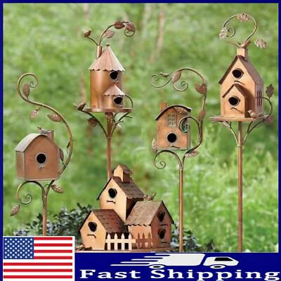 #ad Birdhouse Garden Stakes Solid Bird Houses for Outside with Pole Bird House Pole $16.79