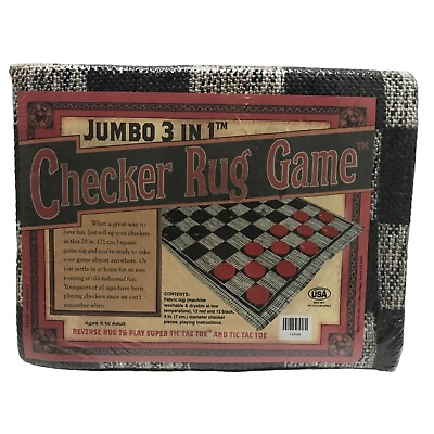 #ad Jumbo Giant Checker Game 3” Pieces Washable Rug lawn game Camping Tic Tac Toe $12.95
