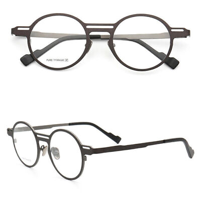 #ad 46 21 140 Round Eyeglasses Titanium Lightweight Glasses Frame Rx 7045 Demo at1 $29.69