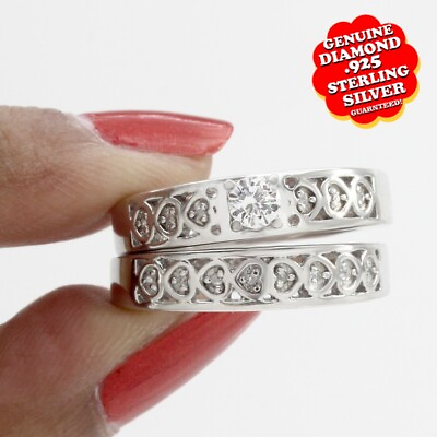 #ad 0.25Ct White Real Diamond Sterling Bridal Engagement Wedding Band Ring Set IGI $482.53