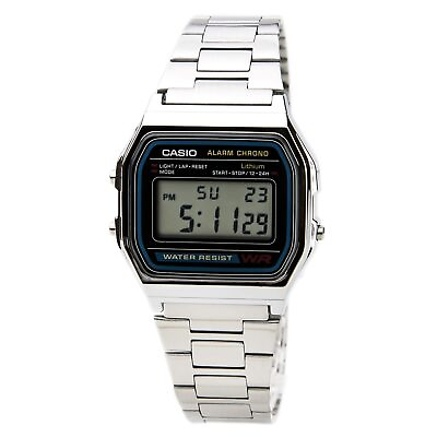 #ad Casio Men#x27;s Watch Classic Digital Grey Dial Stainless Steel Bracelet A158WA 1 $20.99