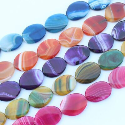 Agates Oval Bead 28 30x37 40mm Multi Color Beads 8pcs Jewelry Making Bead Charm $30.11