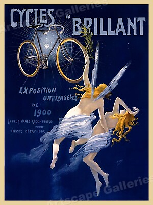 #ad quot;Cycles Brilliantquot; 1900 Vintage Art Nouveau Bicycle Poster 18x24 $13.95