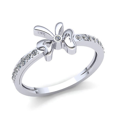 #ad Genuine 0.5ct Round Cut Diamond Ladies Bridal Bow Tie Right Hand Ring 14K Gold $426.00