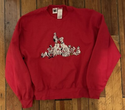 #ad Vintage red embroidered 101 dalmatians crewneck Disney 1996 $29.99