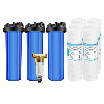#ad 20 Inch Whole House Water Filter Housing System String Wound Sediment Filtration $129.99