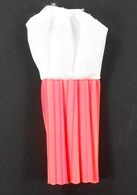 #ad Barbie Fashion White Orange Pleated Dress One Strap $7.99