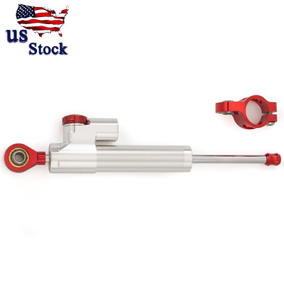 #ad USA CNC Adjustable Steering Damper Stabilizer Universal Motorcycle Silveramp;Red $35.99