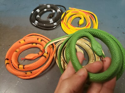#ad SCARY Plastic Rubber Snake Toy Scare Birds Mice Repeller Realistic Fake SET OF 3 $12.95
