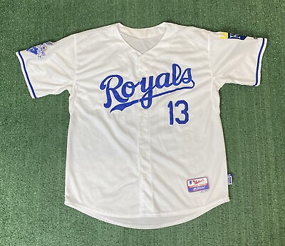 #ad MAJESTIC Kansas City Royals 13 Salvador Perez Authentic Player Jersey Size 48 $89.99