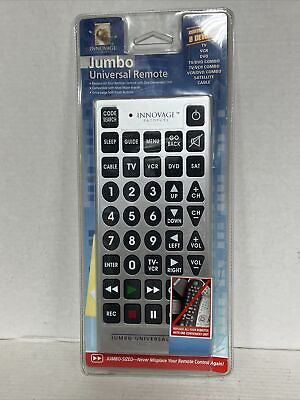 #ad New Jumbo Universal Remote Control 8 Devices TV DVD VCR Satellite Cable Innovage $4.99