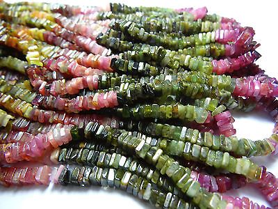1 STAND NATURAL Super Rare Tourmaline Multi SMOOTH SQUARE SHAPE BEADS 4 MM 16quot; $31.45