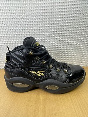 #ad Reebok Question Mid Men#x27;s Size 8.5 US Black Gold Leather Basketball Shoes $44.95