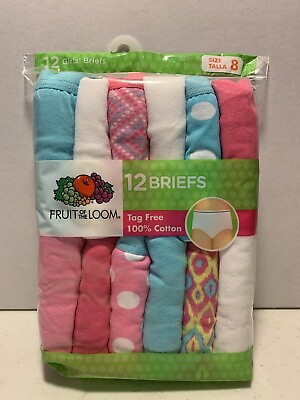 Fruit Of The Loom 12 Girls Briefs Size 8 Tag Free 100% Cotton #ad $9.99