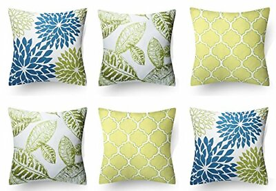 #ad THROW PILLOW CASE CUSHION COVER 18 X 18 INCH SET OF 6 100 % COTTON FLORAL $14.80