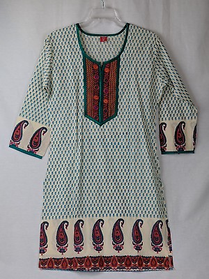 #ad NWOT INDIA STYLED WOMENS 100% COTTON BOHO HIPPIE COSTUME PULLOVER SHIRT SZ M $8.75