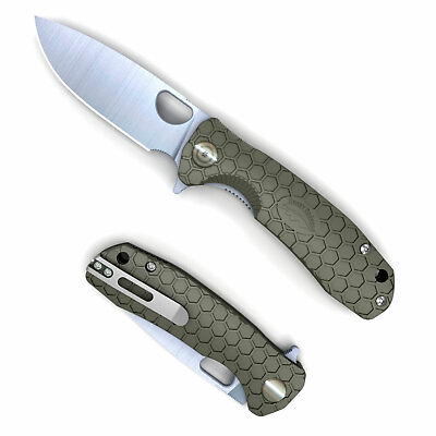 #ad Honey Badger Knives Large Folding 3.63quot; 8Cr13MoV Steel Point Blade GRN Handle $37.49