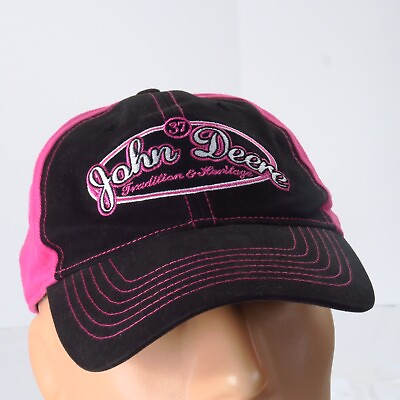 #ad Womens John Deere Tradition Heritage Black Pink Baseball Strapback Hat Cap $20.00